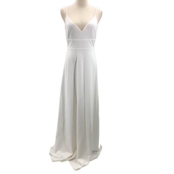 LULU'S SZ S Romantic Ways White Lace Button Back Maxi Wedding Bridal Dress B78 - Picture 2 of 9